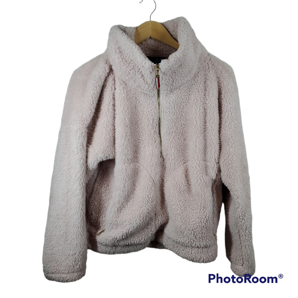 Tommy Hilfiger Faux Fur Sherpa Quarter-Zip Sweater Med